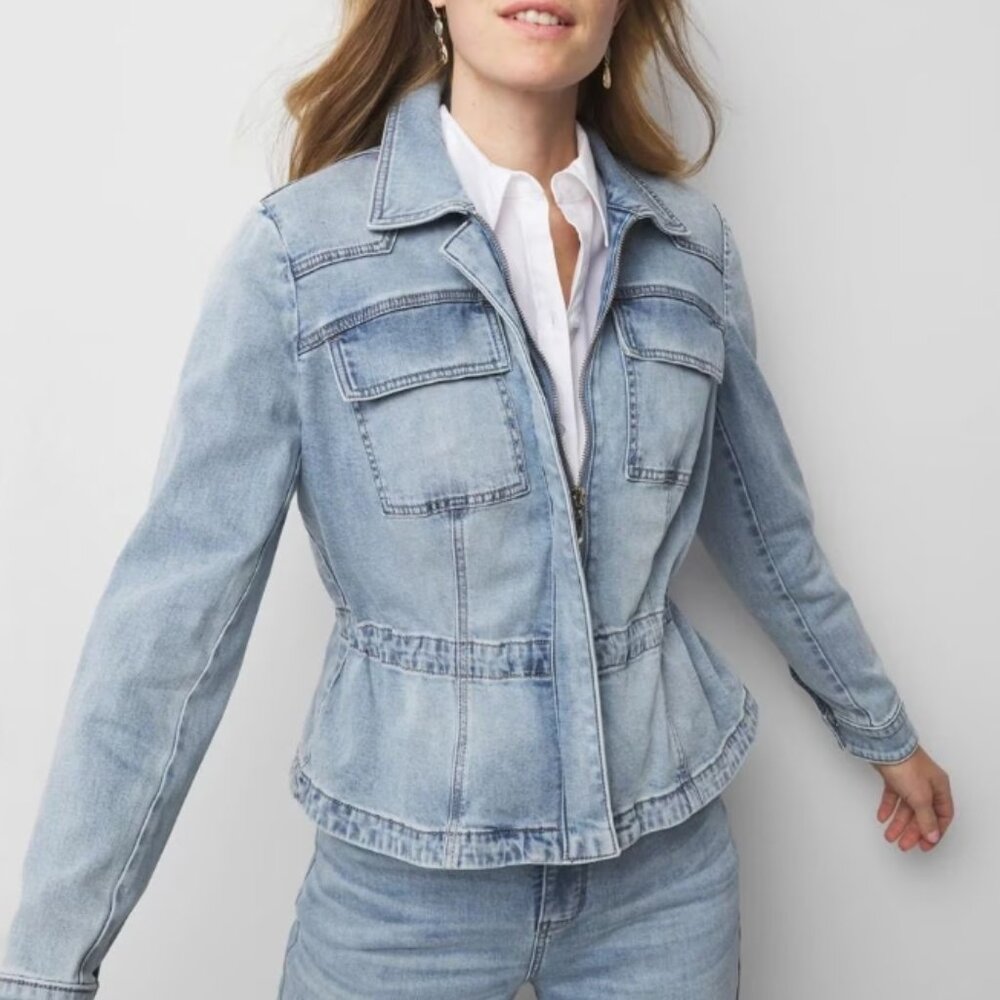 WHBM Petite Cinched-Waist Denim Jacket
